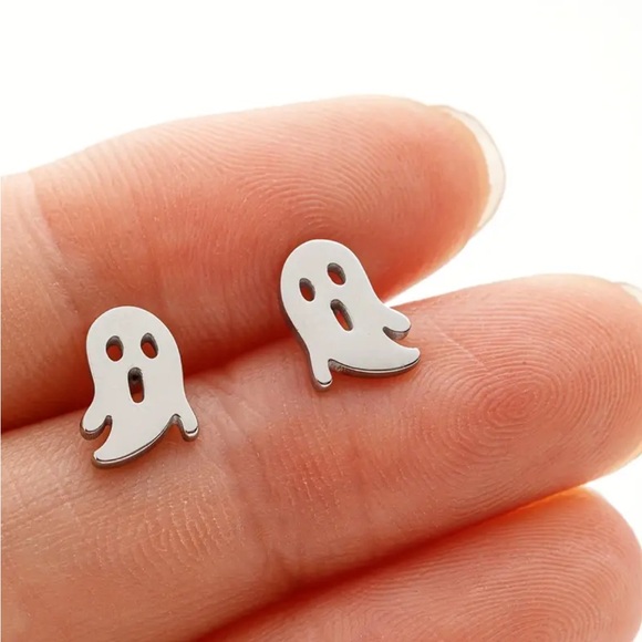 Fashion Jewelry Jewelry - Silver Stainless Steel Ghost Stud Earrings